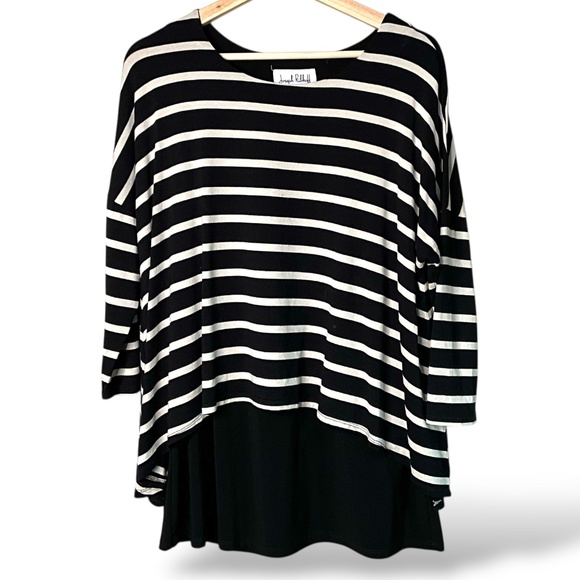 JOSEPH RIBKOFF Stretch Jersey Knit Dual Layer Tunic Top Drop Shoulder Sz 14 - Picture 3 of 8